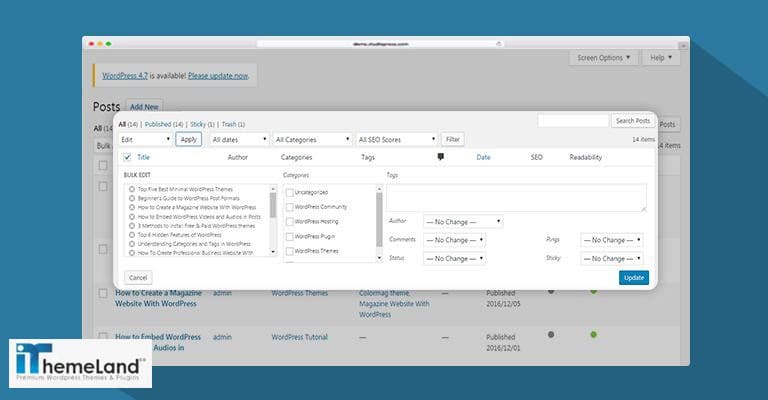 Bulk Edit Post and Pages in WordPress