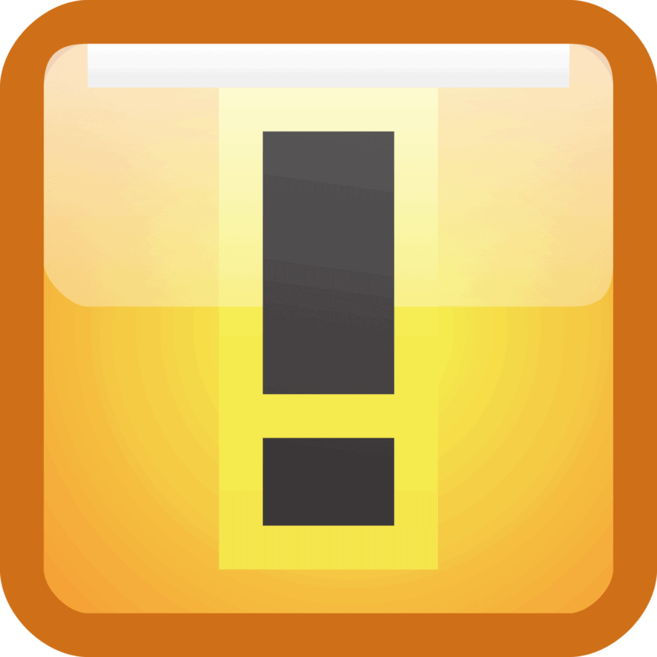 alert-alarm-tiny-app-icon_MyH31RI__L Bright yellow Exclamation Mark Sign at The History Museum in San Bernardino, highlighting cultural exhibits.