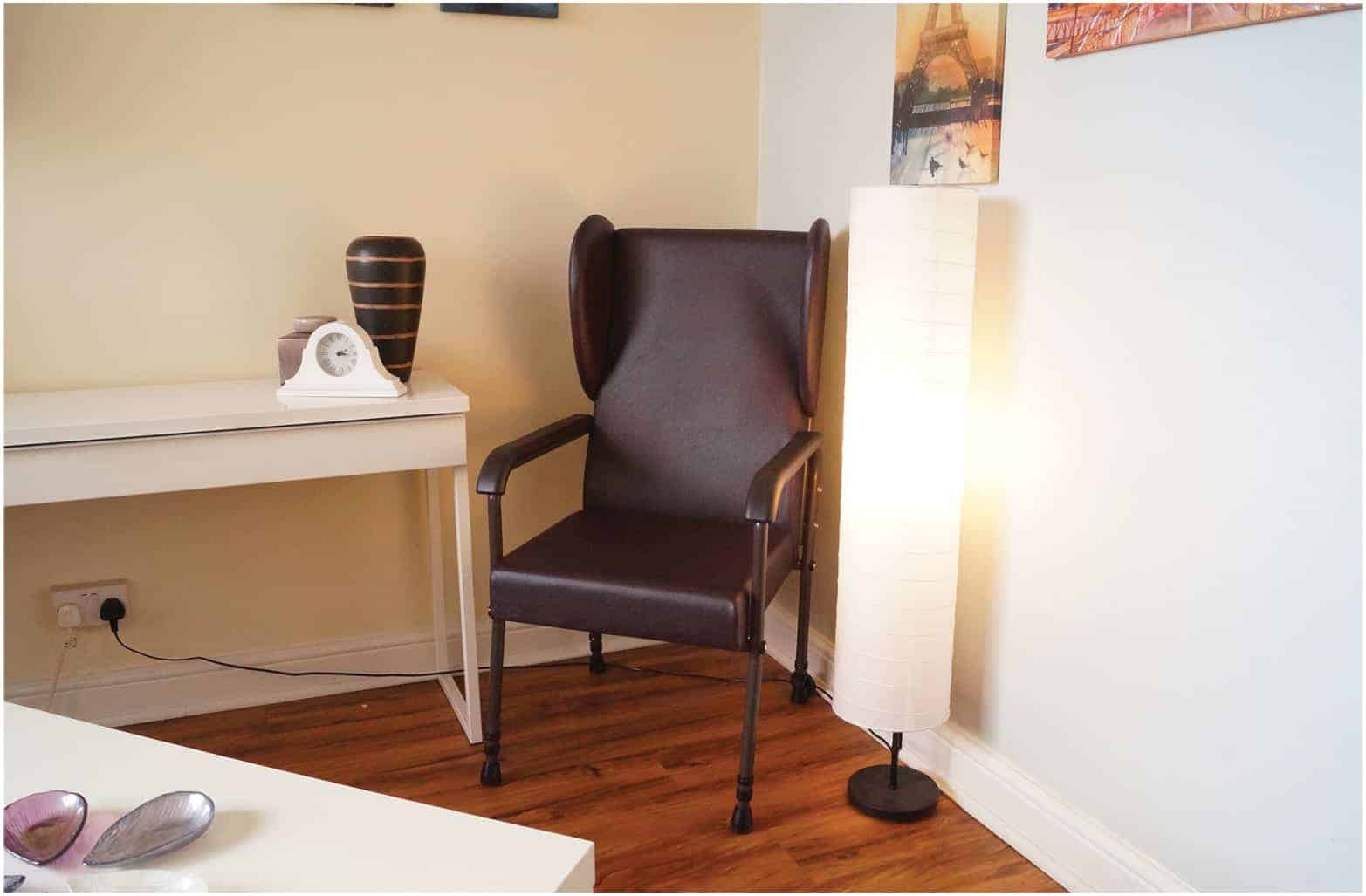 Mobility Furniture Chelsfield High Back Chair Brown Lifestyle