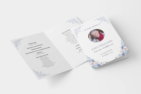 Editable green funeral order of service 025 - Template Design - Funeral