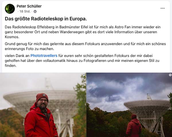Erfahrungen vom Fotokursteilnehmer Peter Schüller
