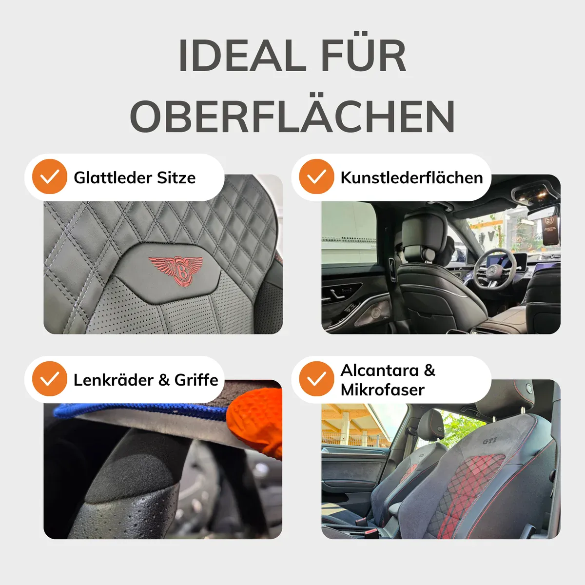 TopCar Lederrein – geeignet für Glattleder Sitze, Kunstlederflächen, Lenkräder & Alcantara TopCar Lederrein – geeignet für Glattleder Sitze, Kunstlederflächen, Lenkräder & Alcantara