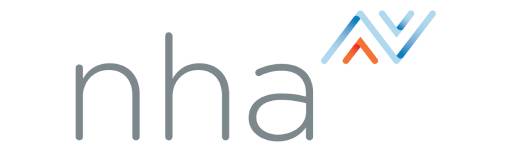 Modern corporate logo of NHA featuring stylized “N” and “A” in blue and orange, representing innovation and professionalism in the tech or consulting industry.