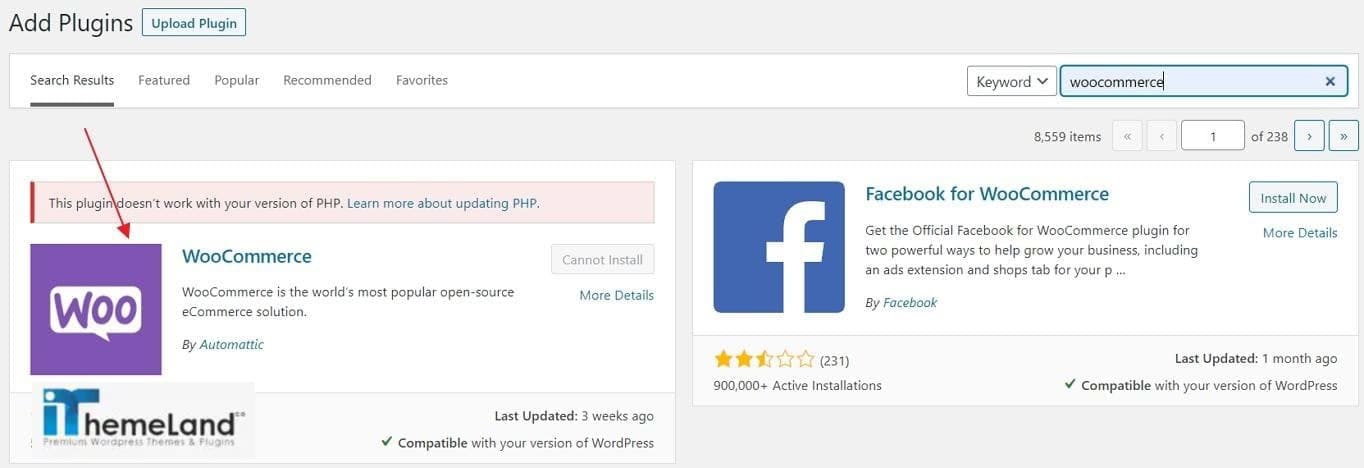 Download and install WooCommerce
