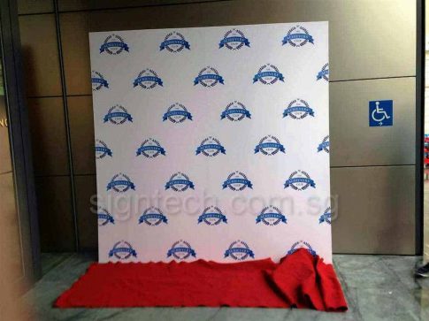 disposable foam board backdrop with red carpet