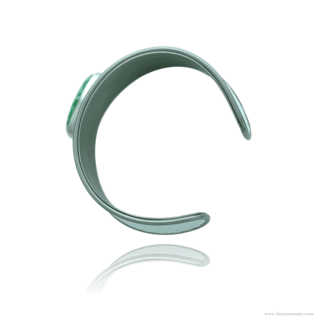 Titanium bracelet with galuchat and variscite cabochon set in sterling silver bezel - Variscia Collection by Decimononic