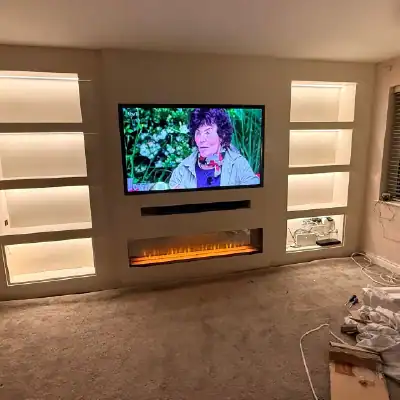 TV video wall installation TV wall mounting on feature wall made by Duncan from digital tv systems