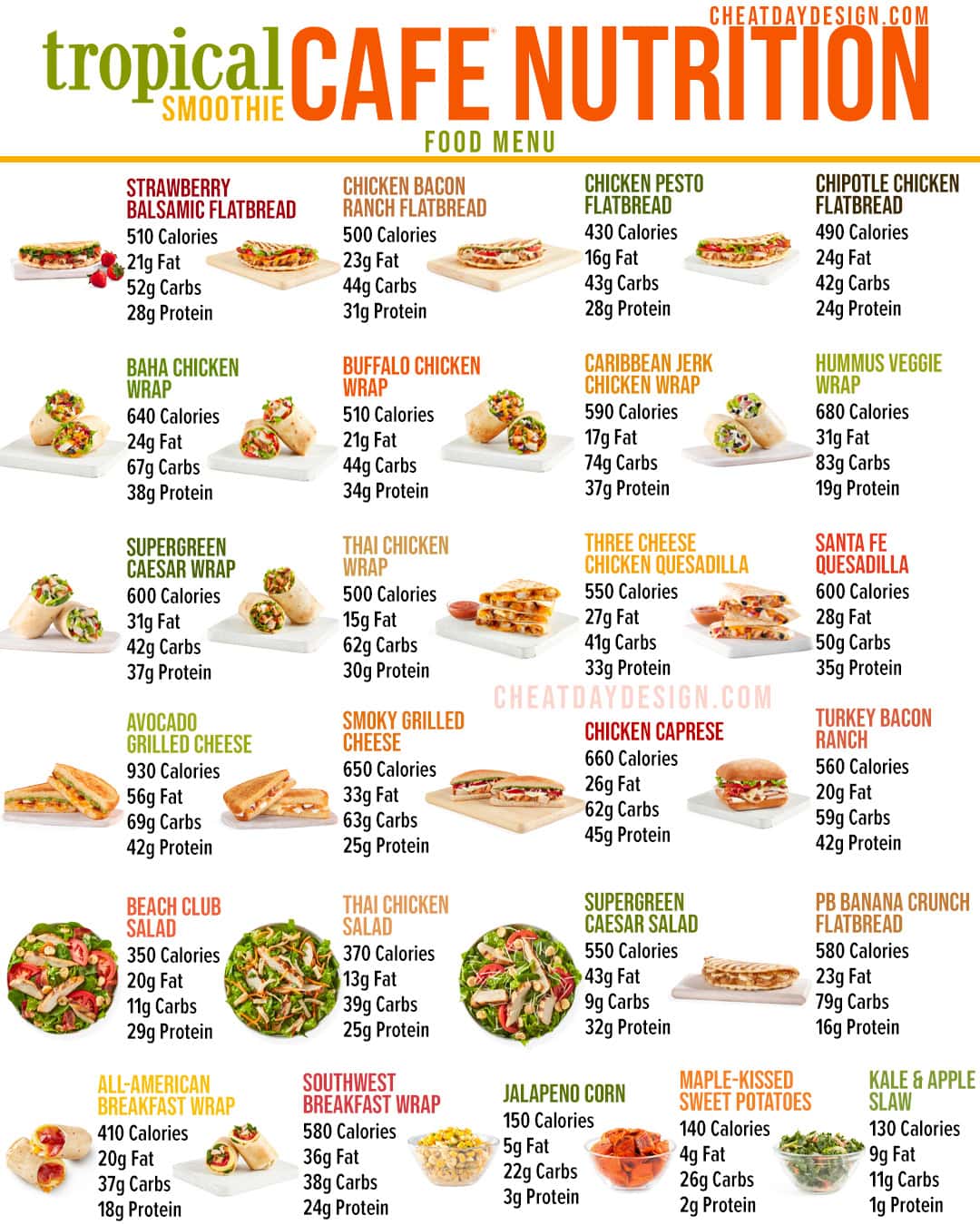 Tropical Smoothie Food Menu