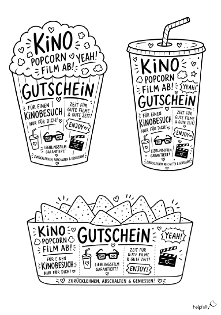 Kino-Gutscheine basteln mit coolen Motiven zum Ausdrucken