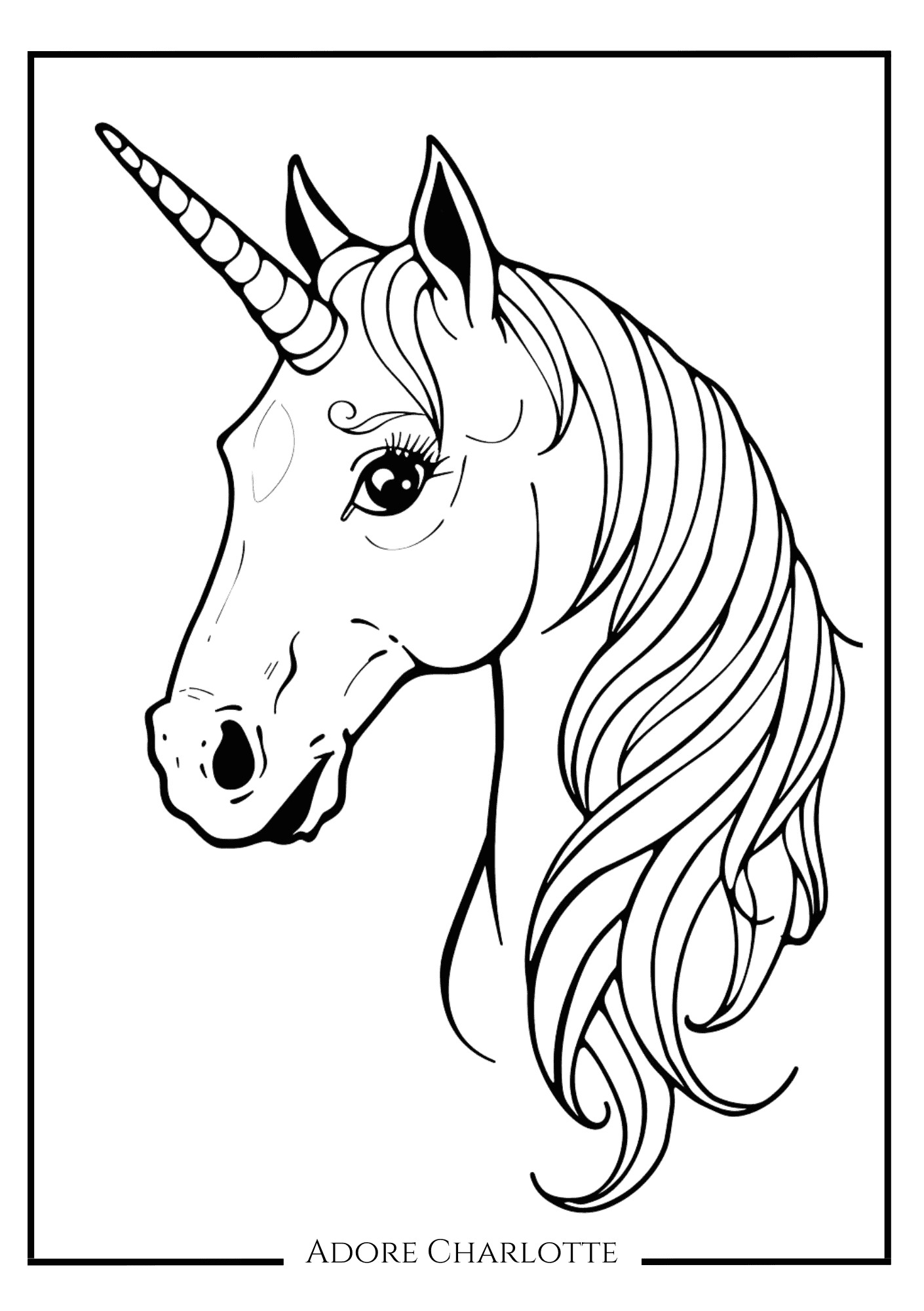 Unicorn Birthday Party Free Coloring Page.