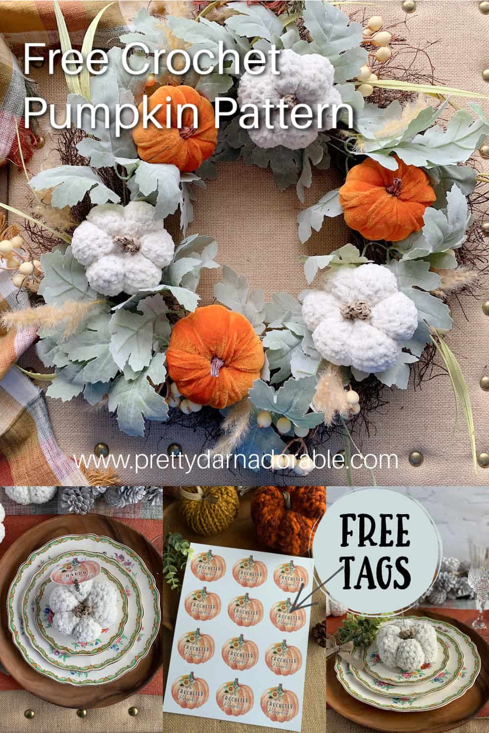 crochet pumpkin wreath and place setting