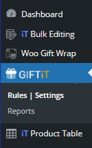 Select Woo Free Gift menu in the WordPress Dashboard