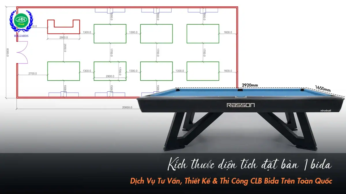 Diện tích tiêu chuẩn để đặt bàn bida phù hợp | Bida Hoàng Anh Nam Group