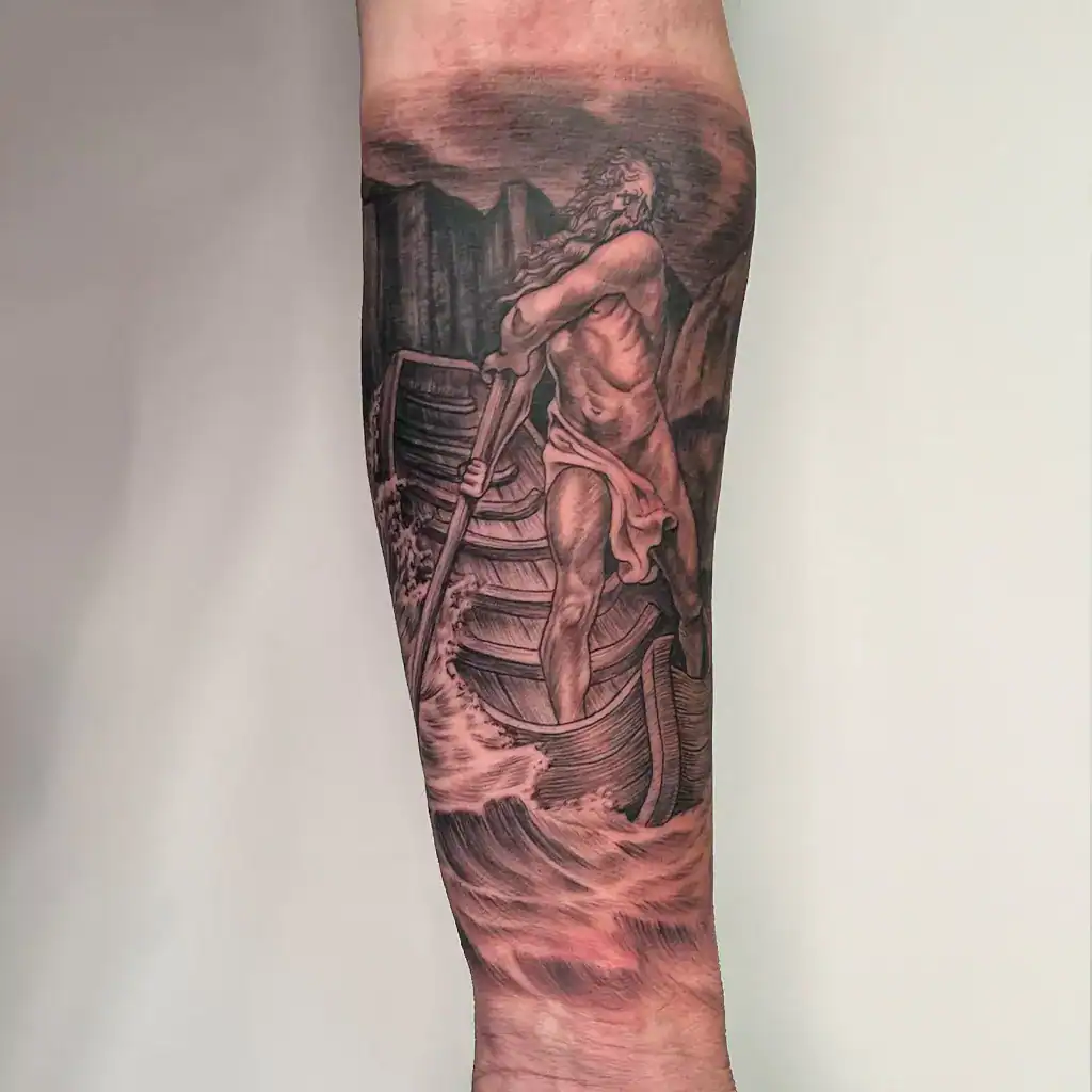 Perica Tätowierer Der Fährmann Tattoo auf dem Unterarm - München
