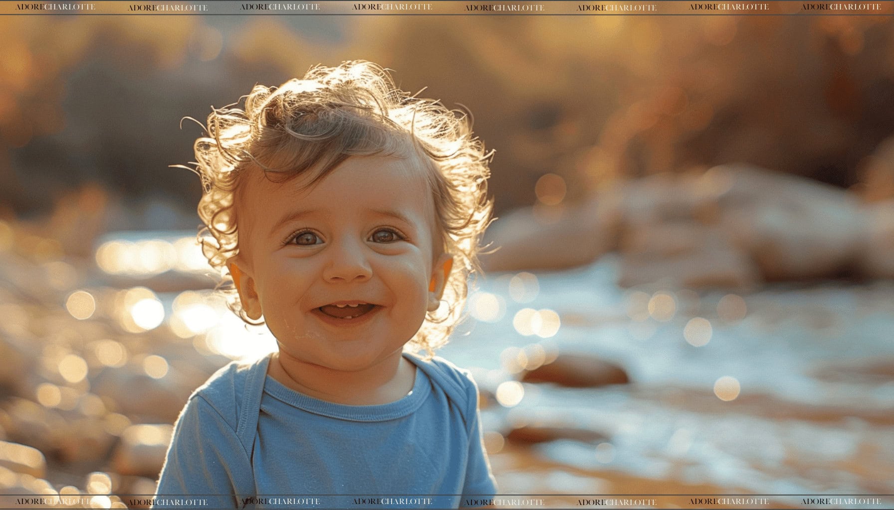 Middle Names for Levi cute brown hair baby boy sitting by a stream