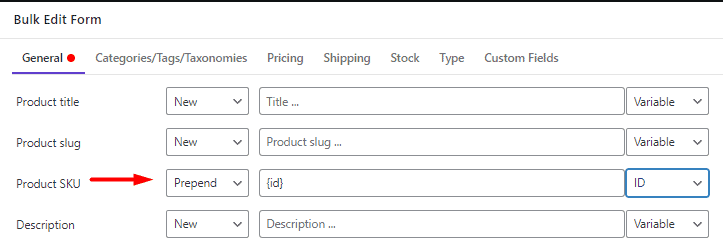 Prepend value to product SKU