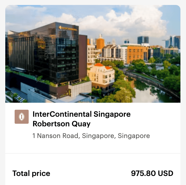 Get a 100% Bonus When You Buy IHG Points 3 Example cost of booking a stay at InterContinental Hotels Singapore Robertson Quay for cash