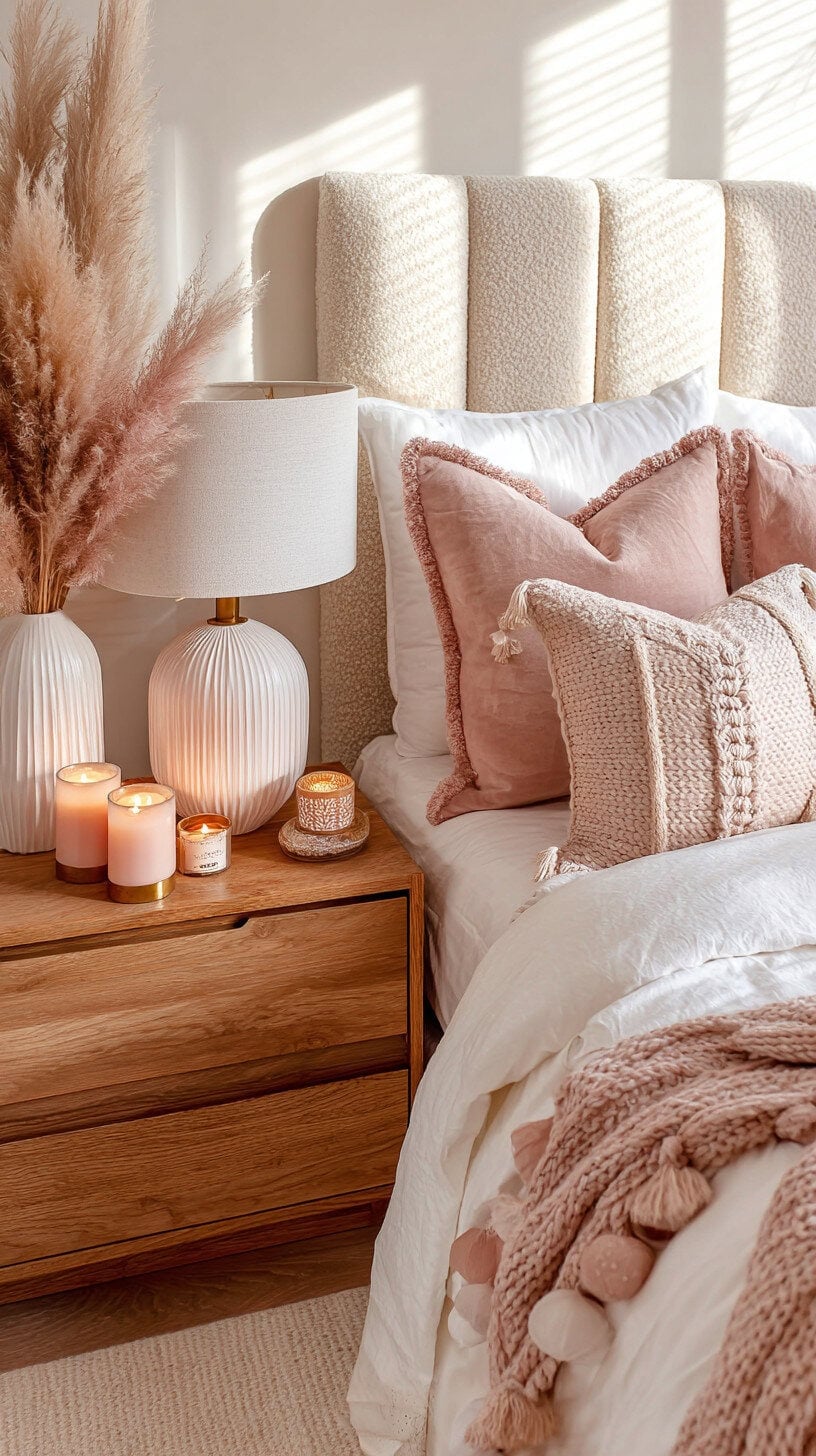 Save Money on Bensons for Beds cute bedding, candles and lamp.