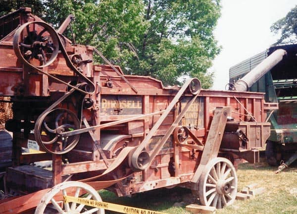 Birdsell_clover_2_Girard-1 Rustic vintage fire engine from the early 20th century on display at The History Museum. Showcases historical firefighting equipment and transportation methods.