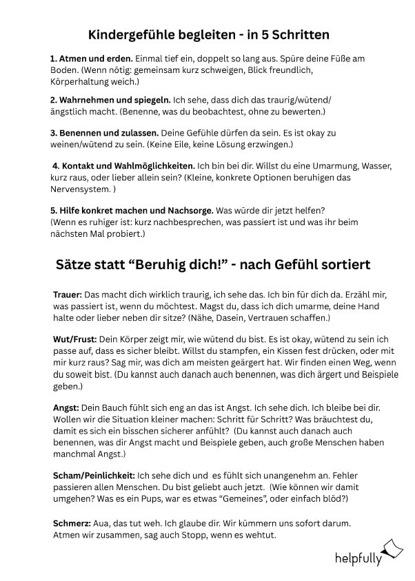 Gefühle von Kindern begleiten mit einem Mini-Guide für Eltern