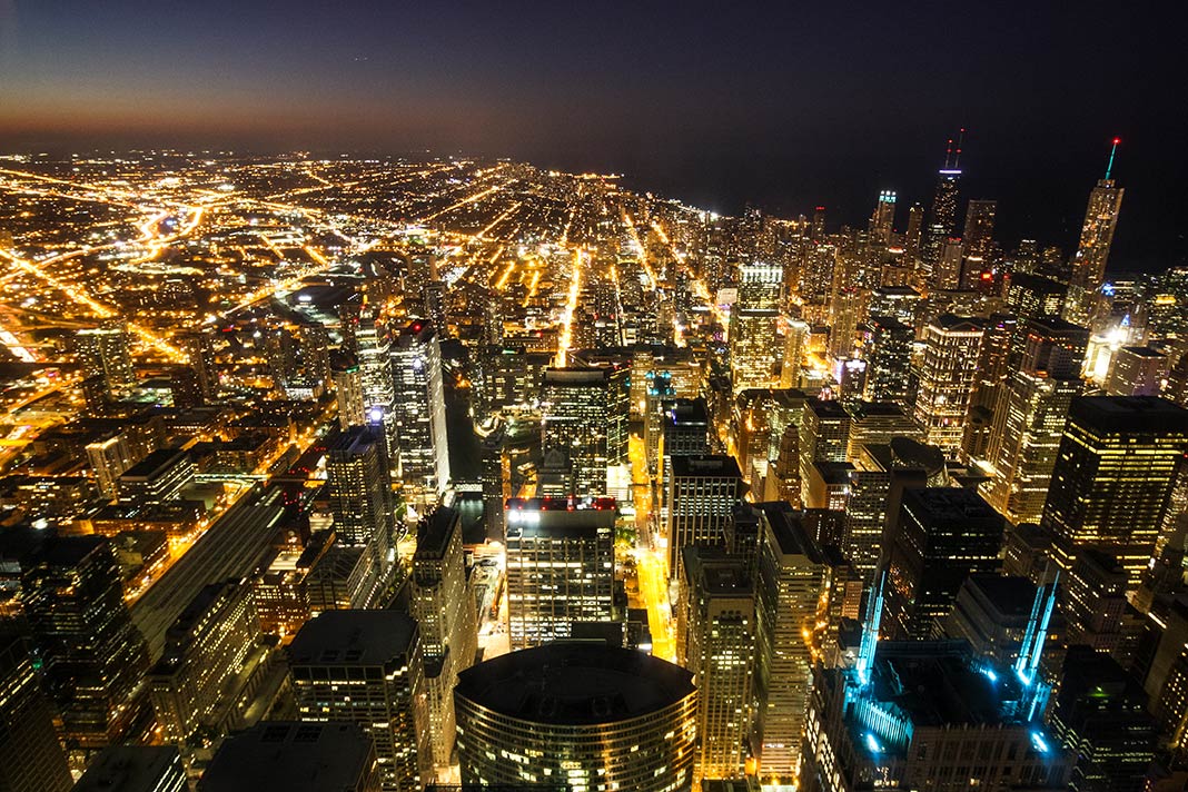 Blick vom Sears Tower bei Nacht