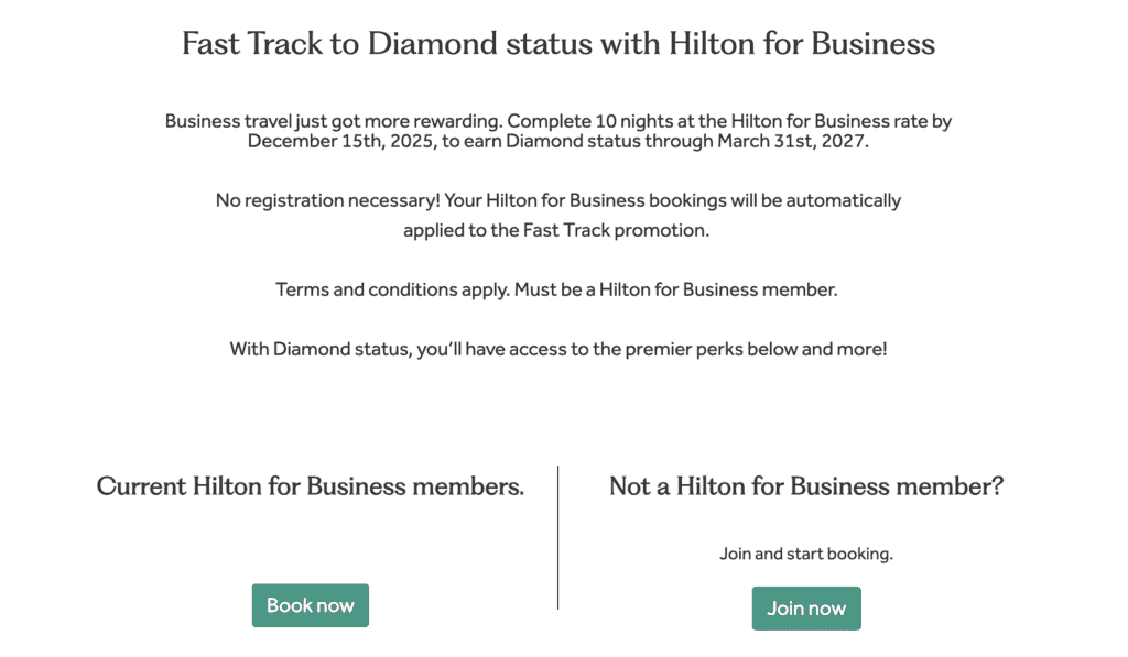 Hilton for Business Fast Track to Diamond: 10 Nights for Top-Tier Status 2 Hilton for Business Fast Track to Diamond