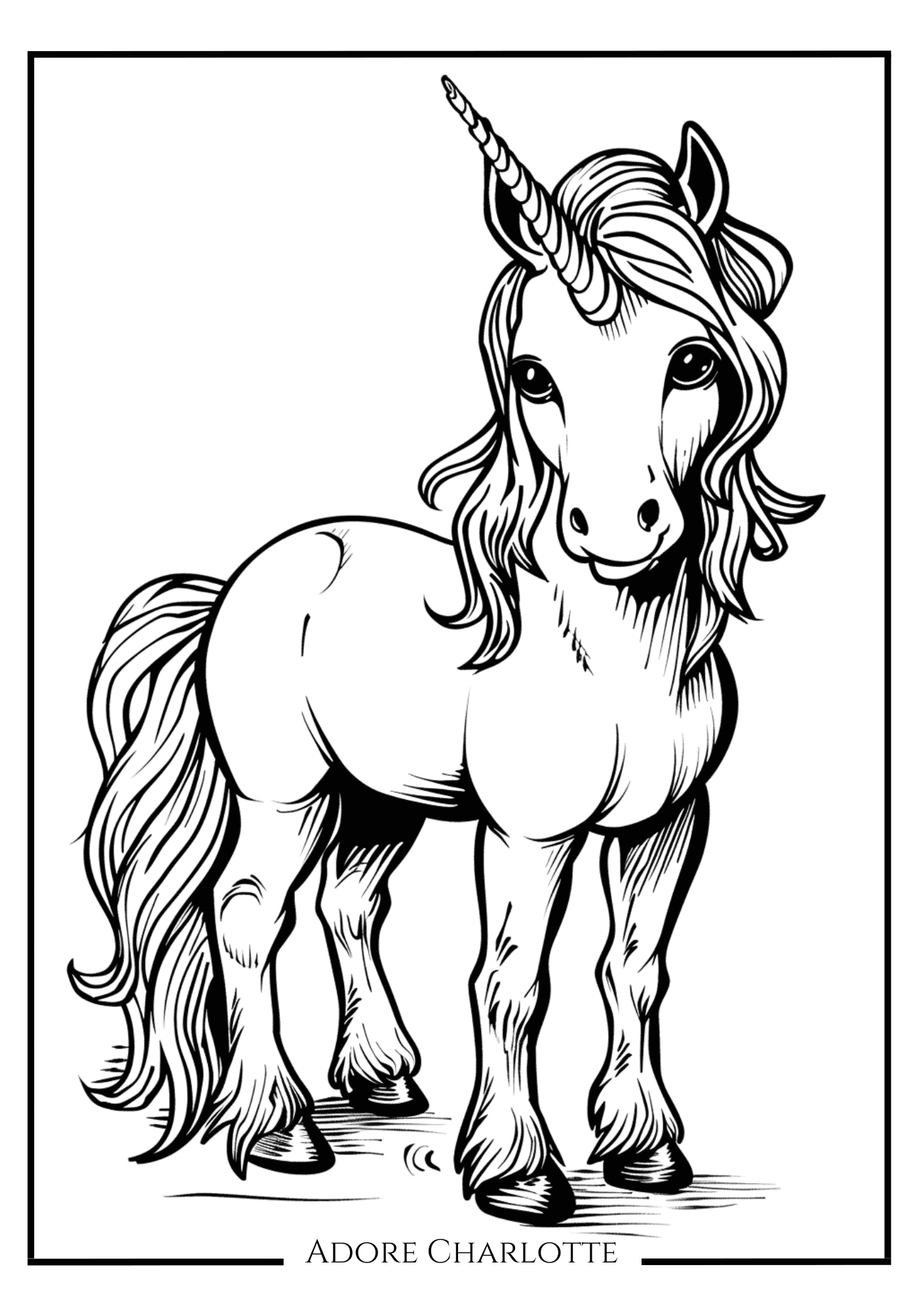 Unicorn Birthday Party Free Coloring Page.