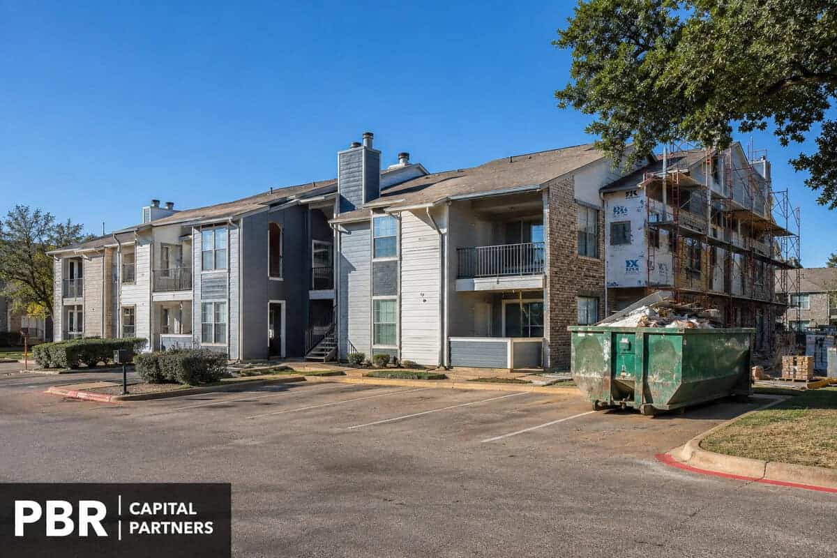 Apartment complex under renovation, a typical bridge loan value-add project