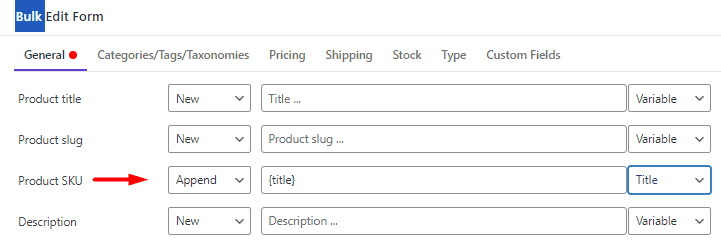 Append value to product SKU