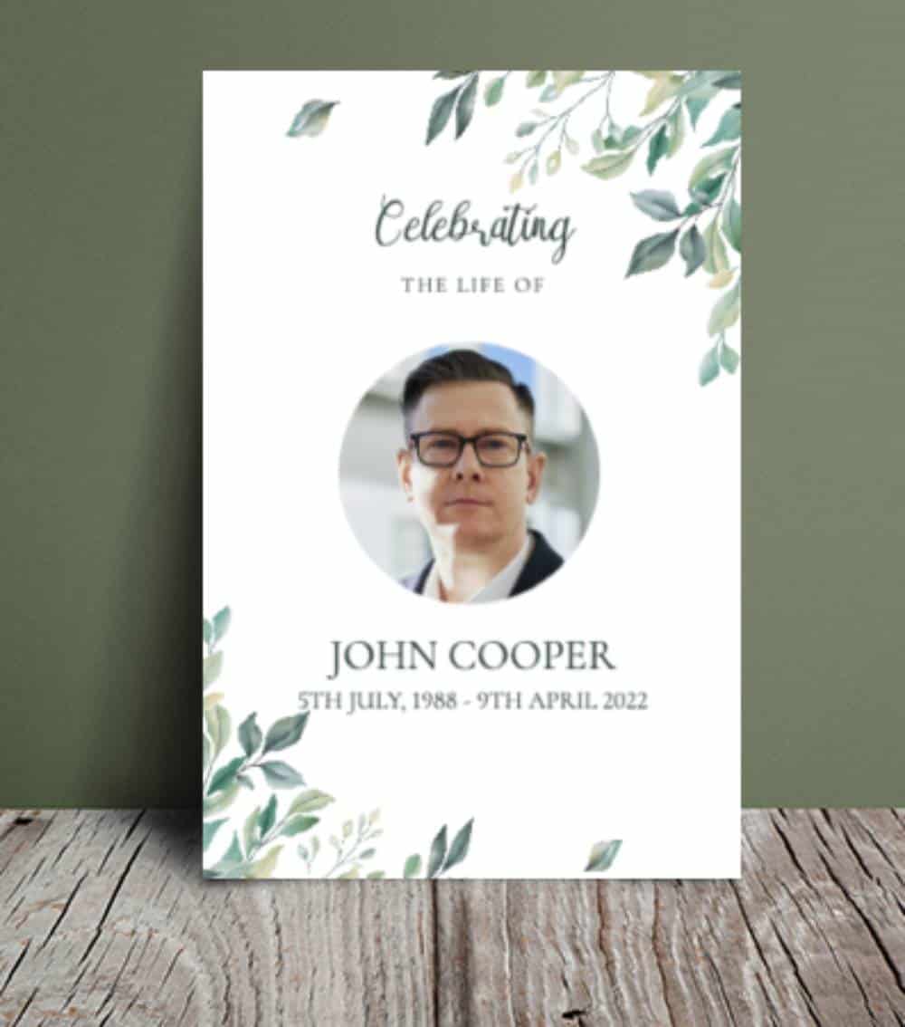 Greenery Order Of Service For Funeral 186 Greenery Order Of Service For Funeral 186 – Funeral Order of Service Template