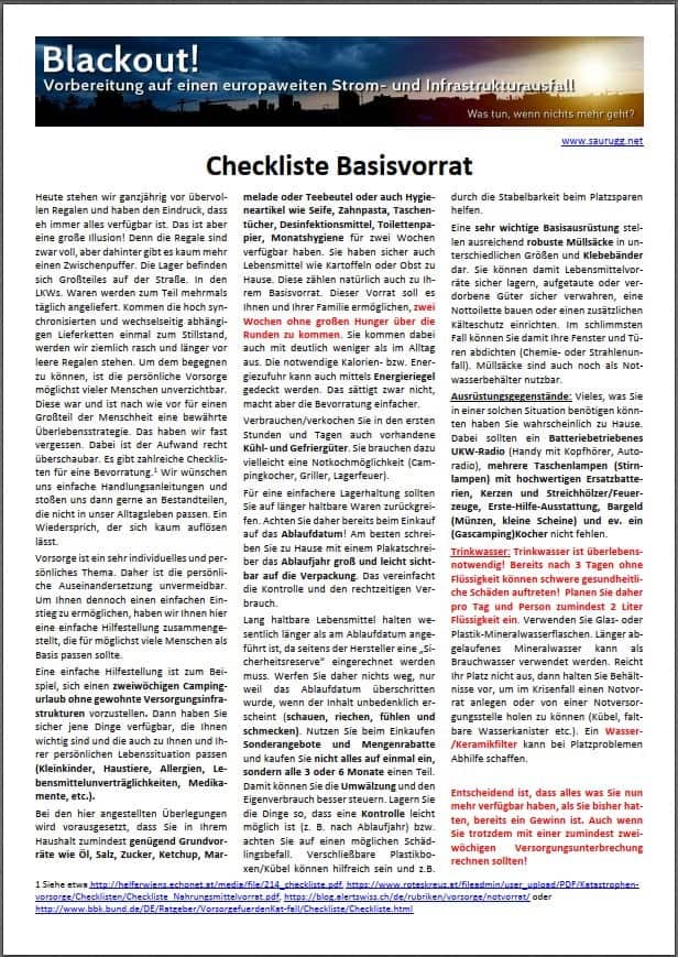 Checkliste Basisvorrat