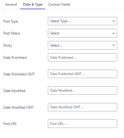 Date & type tab in WordPress bulk edit form