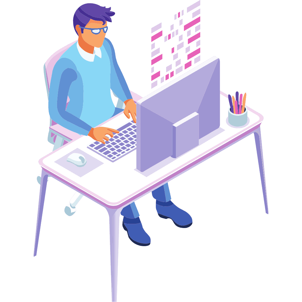 Illustration Image - Developer at desk pic 2