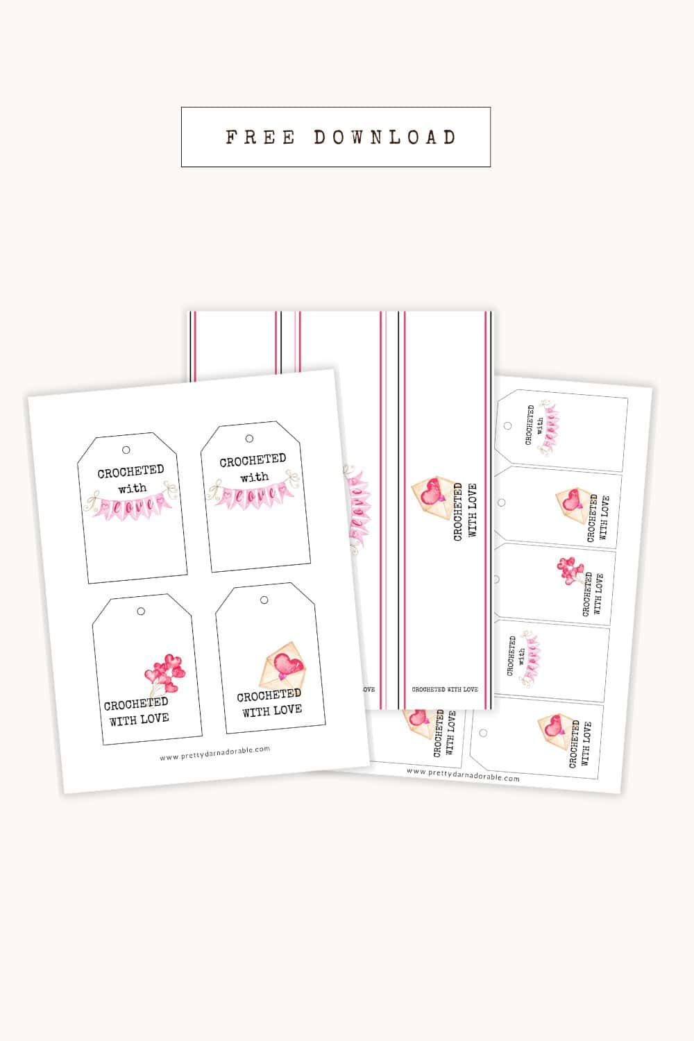 crochet gift tags for valentines with hearts