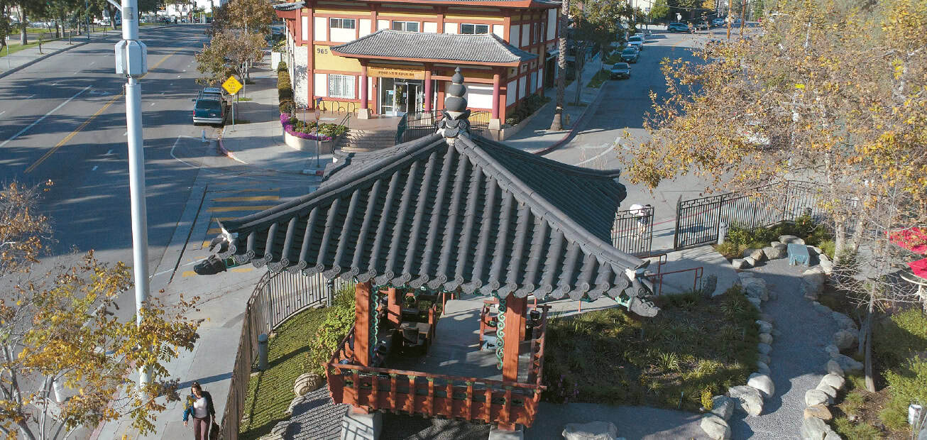 Koreatown pedestrian improvements near Dawooljeong pavilion and senior center