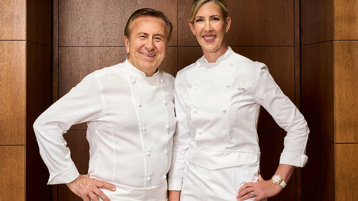 Das Bild zeigt die Köche Daniel Boulud und Clare Smyth