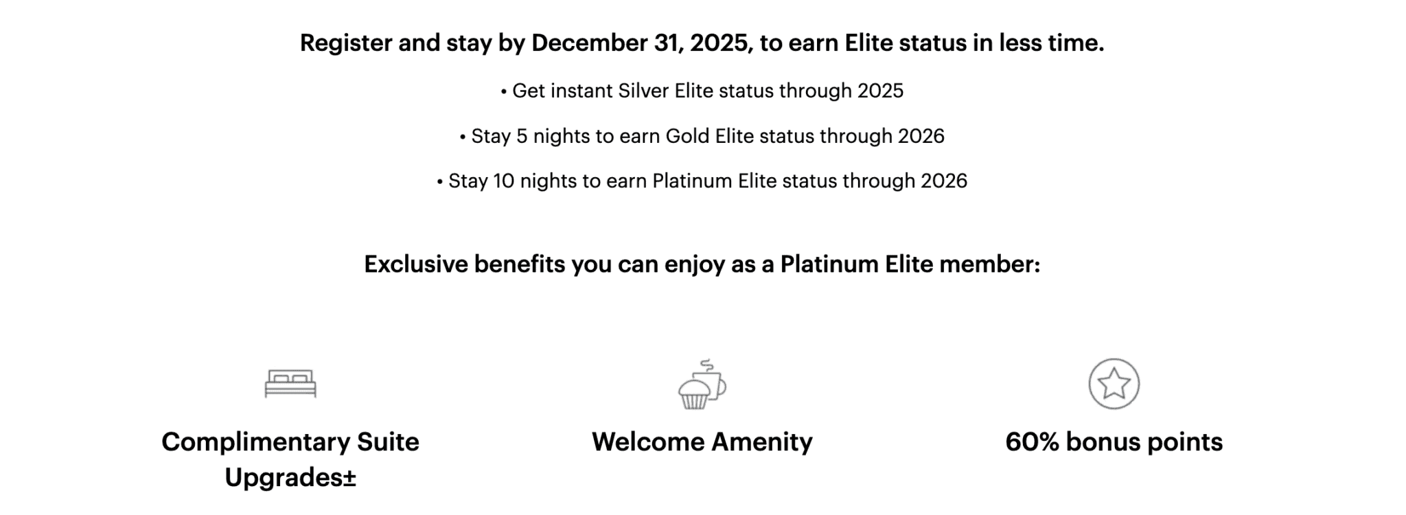 IHG Elite Fast Track (Thru Dec 31, 2025): Instant Silver, Shortcut to Gold/Platinum or Targeted Paths to Diamond & 2× Elite Nights 2 IHG Reach Elite Status Faster detail