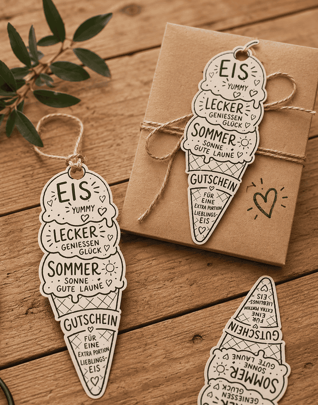 Coolen Gutschein zum Eis essen basteln - mit der gratis PDF Vorlage