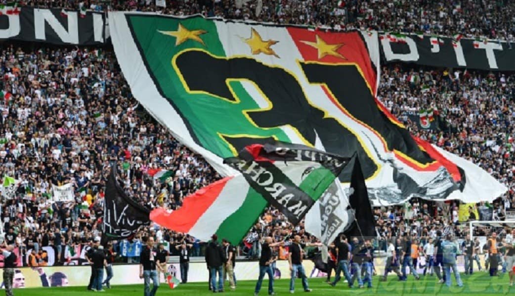 juventus soccer fans with flags juventus soccer fans with flags