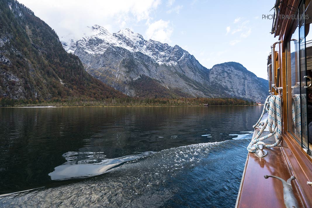 Der Blick aus dem Boot auf den Watzmann und den Königssee