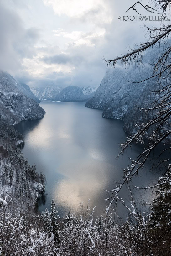 Der Blick über den Königssee im Winter