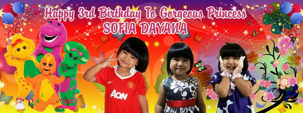 8 X 3 3RD Barney Birthday Banner Singapore Barney Birthday Banner Singapore