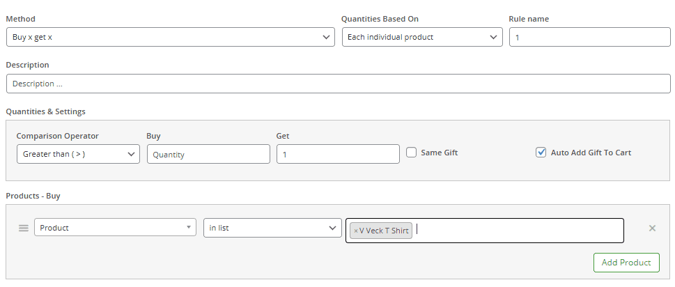 Buy x get y rule usecase