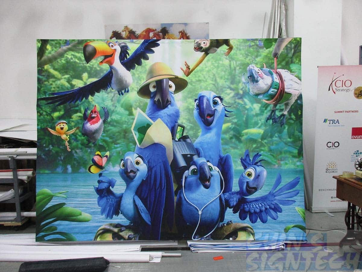 Fabric Pop Up Display - straight with parrots graphics
