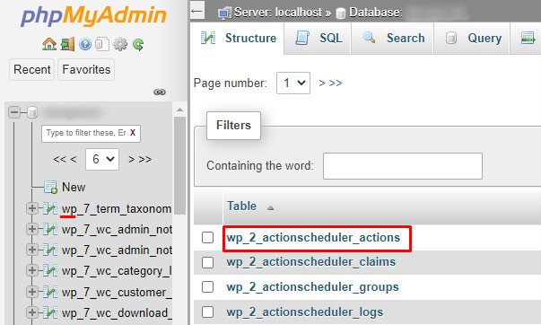 phpmyadmin databases