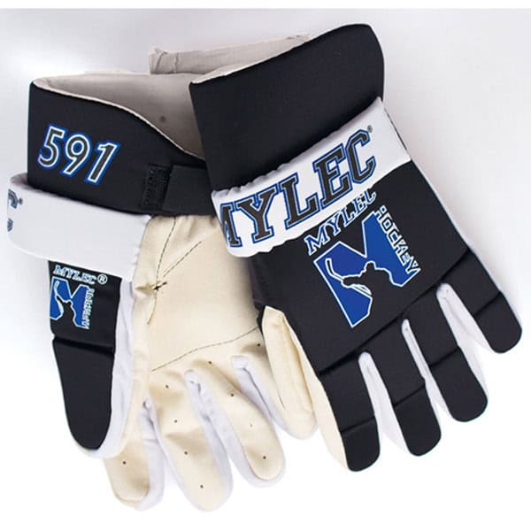 A pair of Mylec MK1 Small Entry Gloves in black, white, and beige with “TYLEC” and “591” printed on them, plus blue logos and text.