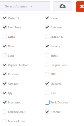 Customize table columns of purchase report by product category
