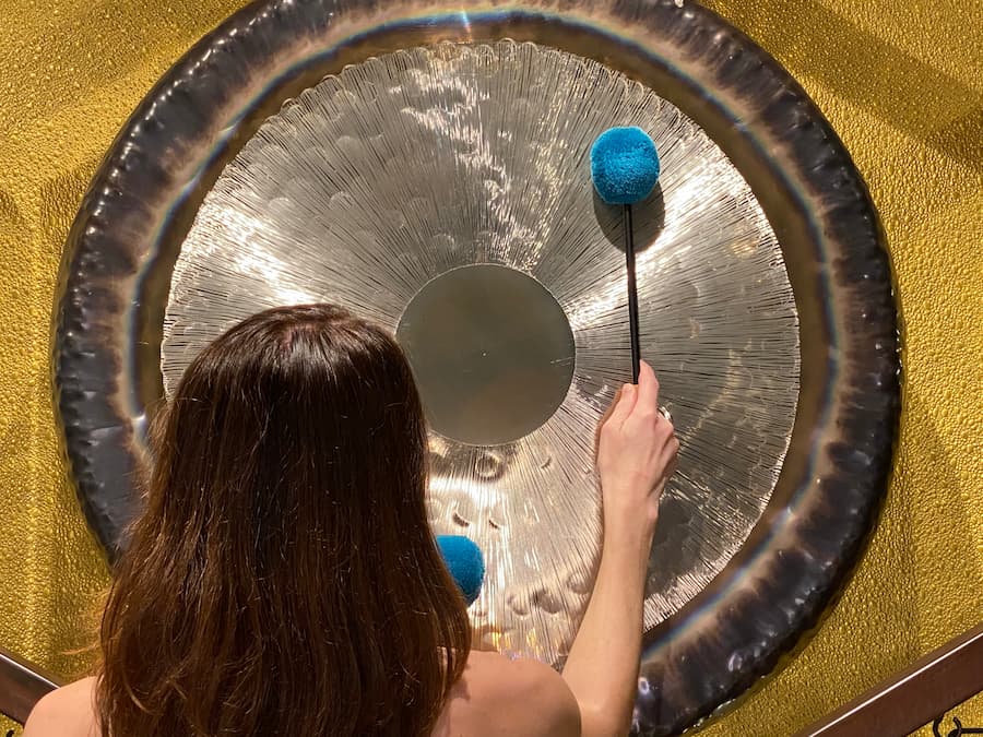 Jamie playing Gongland Dusk gong