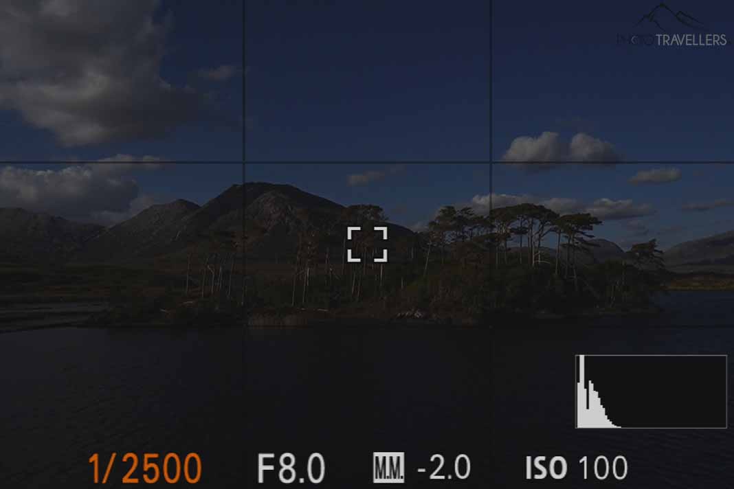 Insel in Irland, Belichtungsskala zeigt Unterbelichtung