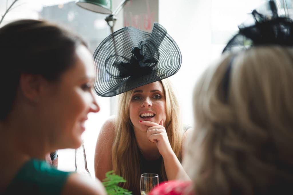 guests at drinks reception at a cool wedding at the Birmingham rep